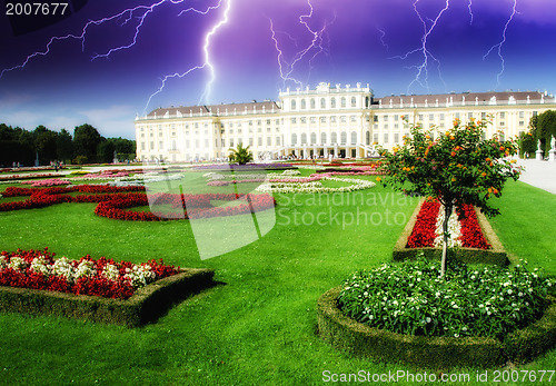 Image of Dramatic sky above Schoenbrunn Castle in Vienna