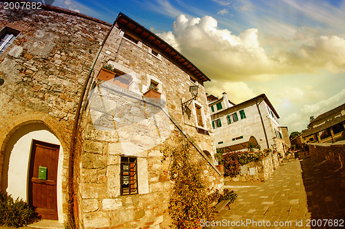 Image of Typical Ancient Homes of a Medieval Town in Tuscany