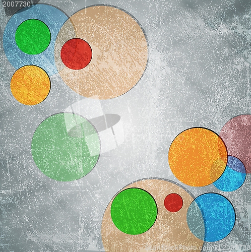 Image of Colorful circles on grunge backdrop