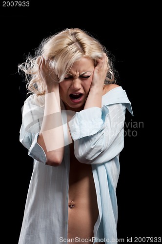 Image of Girl on black background