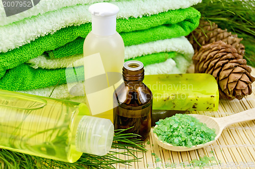 Image of Oil and toiletries with cedar cones