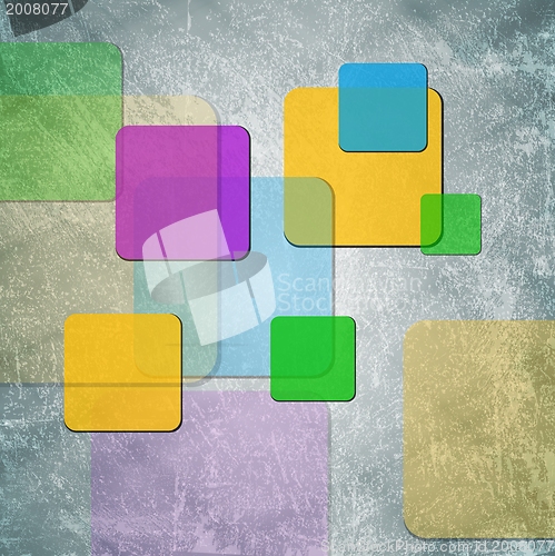 Image of Colorful squares on grunge backdrop