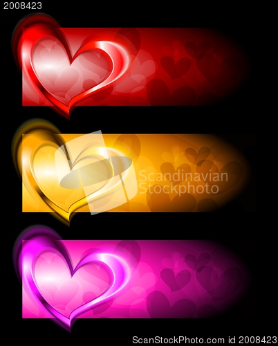 Image of Abstract banners with hearts