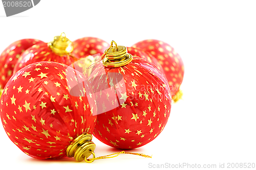 Image of Set of red Christmas balls.