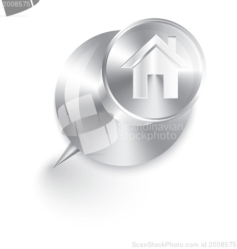 Image of Home icon metal push pin 