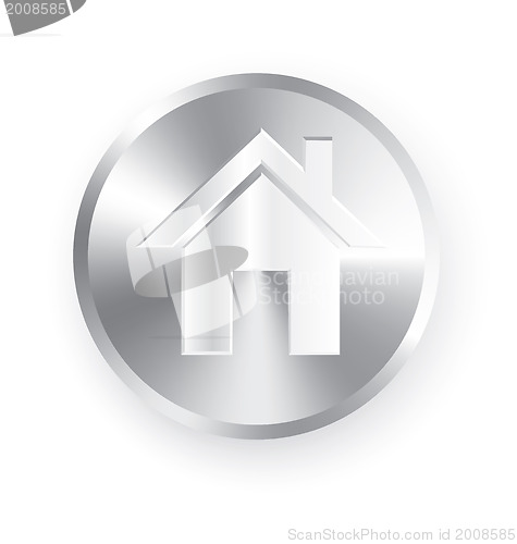 Image of Home icon metal button 