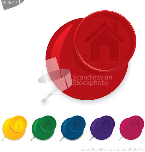 Image of Home icon push pin 
