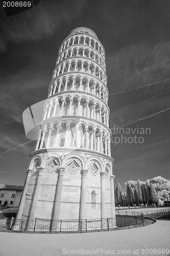 Image of Beautiful infrared view of Leaning Tower in Pisa - Italy - Black