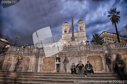 Image of Famous spanish steps of Trinita dei Monti in Rome at Sunset