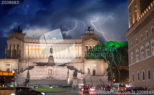 Image of Piazza Venezia at Night in Rome - Italy