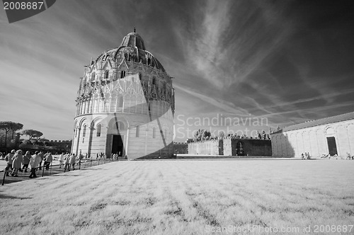 Image of Pisa, Miracles Square. Beautiful view of Baptistery - infrared b