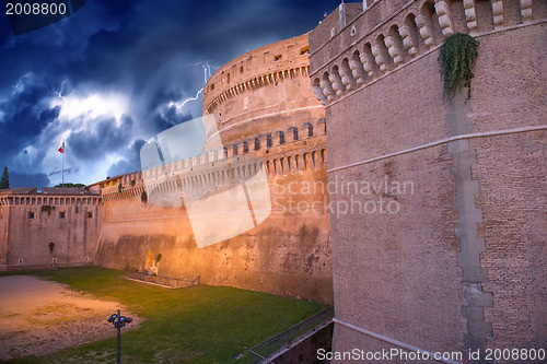 Image of Beautiful sky colors over Castel Santangelo in Rome