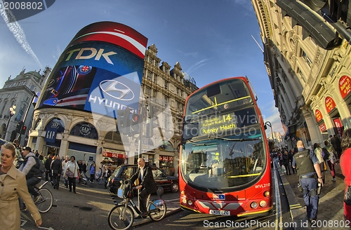 Image of LONDON - SEP 28: Red Double Decker Bus on the streets of London 