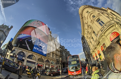 Image of LONDON - SEP 28: Red Double Decker Bus on the streets of London 