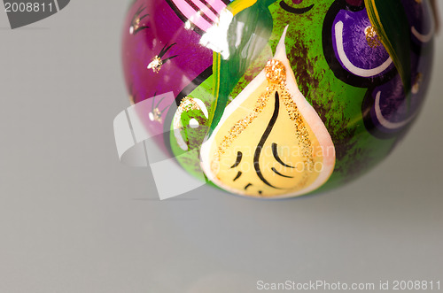 Image of Classic Christmas ball green blue yellow and glossy isolated on 