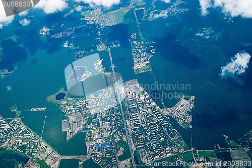 Image of aerial view of town