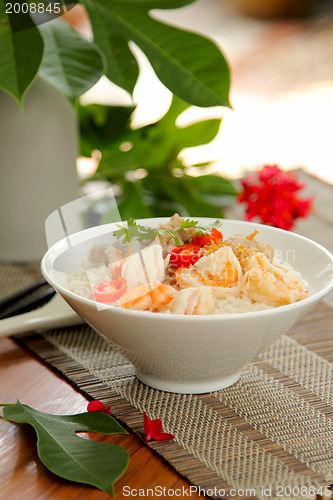 Image of Rice soup with prawn and mince pork 