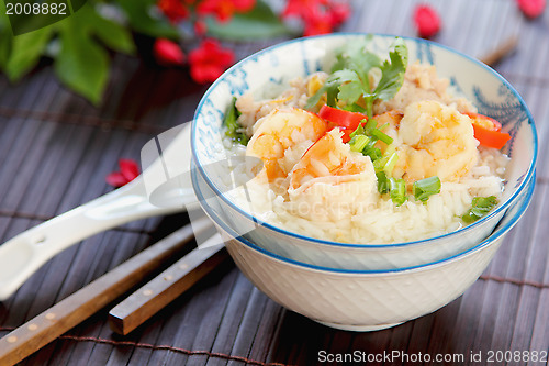 Image of Rice soup with prawn and mince pork 