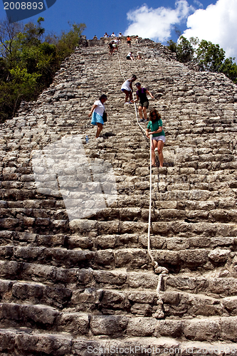 Image of the stairs of coba' temple in mexico