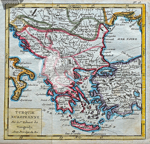 Image of original antique Turkey and Greece map