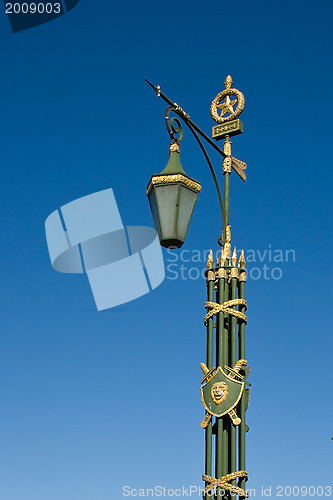 Image of the old bridge supports light in St. Petersburg. Russia.