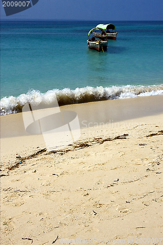 Image of beach and boat in prison island  tanzania zanzibar