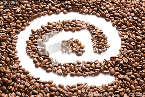 Image of email symbol made from coffee beans