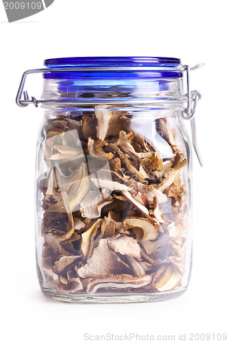 Image of dried mushrooms in jar