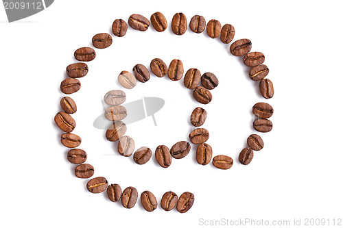 Image of email symbol made from coffee beans