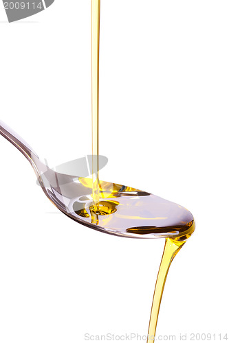 Image of olive oil poured into spoon