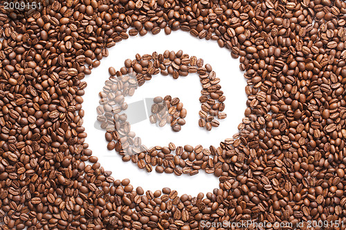 Image of email symbol made from coffee beans