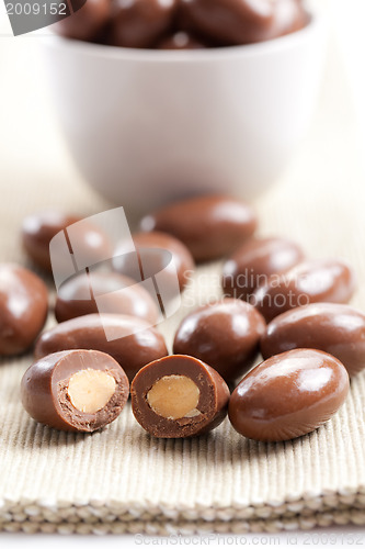 Image of almonds in chocolate