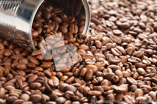 Image of coffee beans in tin can