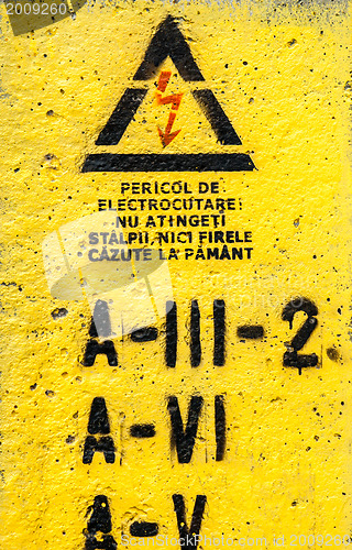 Image of Danger, high voltage sign in yellow
