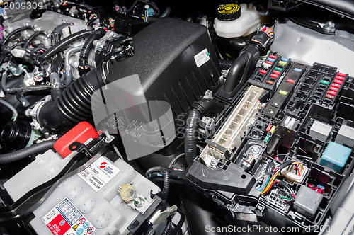 Image of Closeup photo of a clean motor block