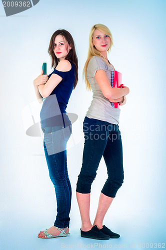 Image of Two beautiful student girls