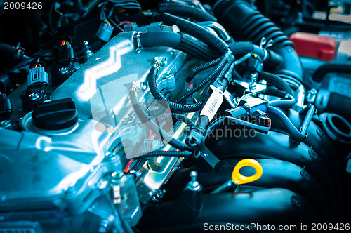 Image of Closeup photo of a clean motor block