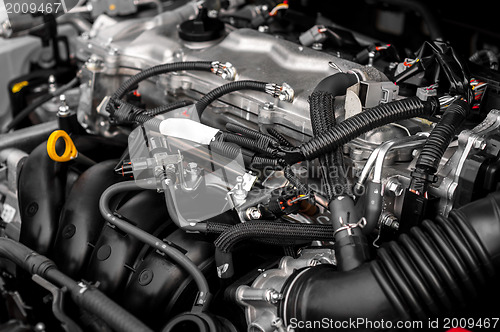 Image of Closeup photo of a clean motor block