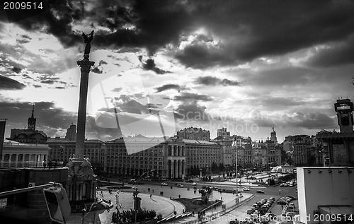 Image of Kiev city life with dramatic sky