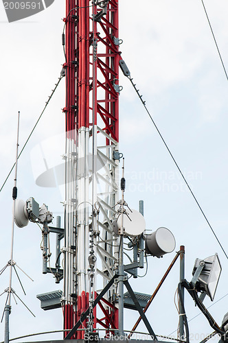 Image of high transmission tower with eelctric cables