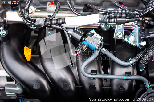 Image of Closeup photo of a clean motor block