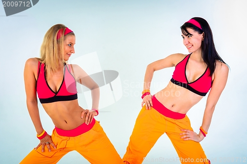 Image of Young fitness instructor girls