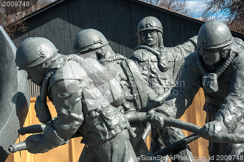 Image of Statues of firefighters in Chernobyl