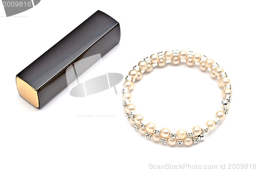 Image of Pearl bracelet ,necklace and listick