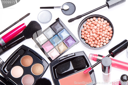 Image of set of cosmetic makeup products