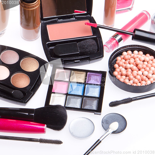 Image of set of cosmetic makeup products