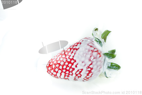 Image of strawberry splashing into milk