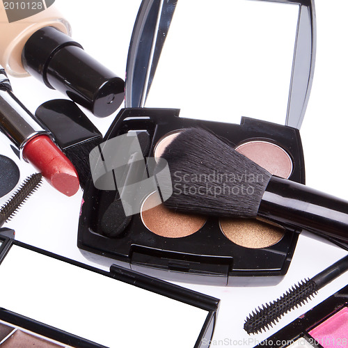 Image of set of cosmetic makeup products