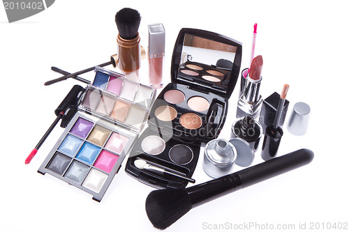 Image of set of cosmetic makeup products