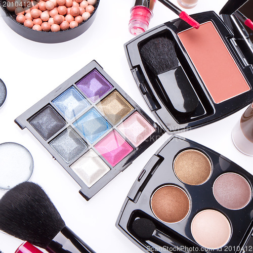 Image of set of cosmetic makeup products